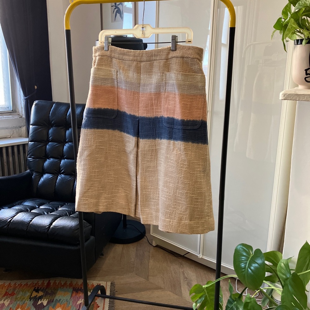 Tory Burch Cream and Blue A-Line Knee-Length Skirt for Casual Wear